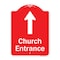 Signmission Church Entrance Ahead With Up Arrow Heavy-Gauge Aluminum Architectural Sign, 24" x 18", RW-1824-9991 A-DES-RW-1824-9991 - alternate 1